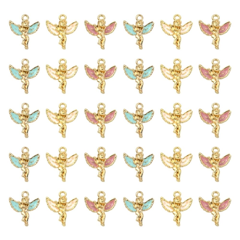 7123 30pcs Enamel Angel Charms - Mixed Colors Cupid Angel Goddess 3D Kawaii